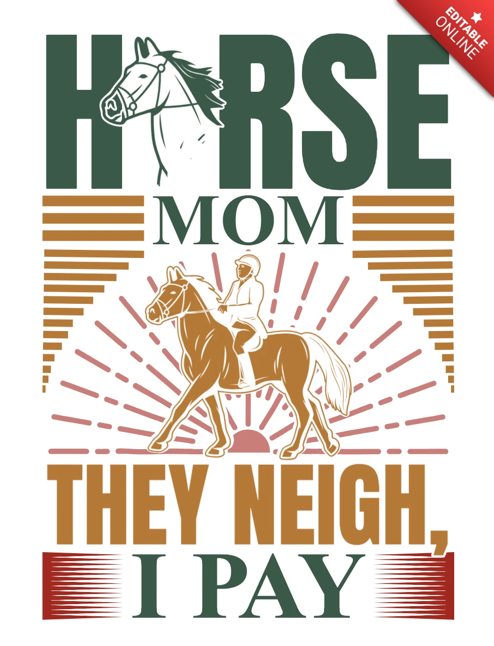 Vintage Horse Mom Design Template with Playful Typography