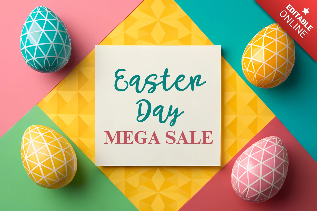 Ostern Tag Mega Verkauf Design-Vorlage - bunte geometrischen Stil