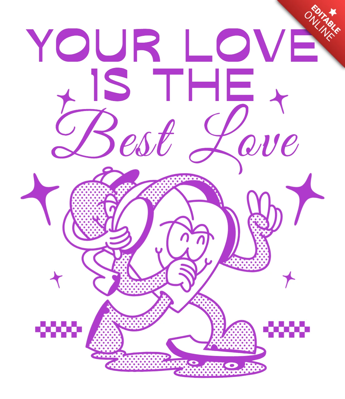 Template de design gráfico de amor retrô para impressão em camisetas