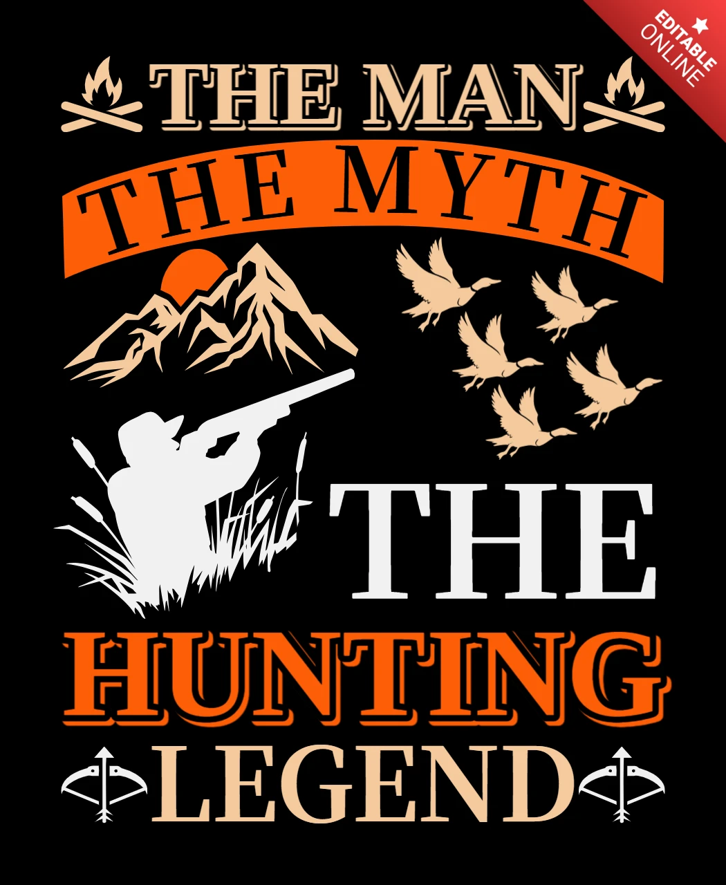 Vintage Hunting Legend Design Template for Outdoor Enthusiasts