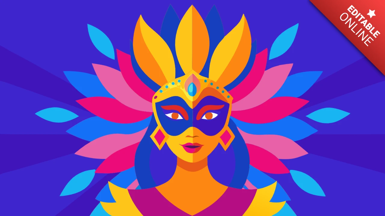 Modello di design di maschera di carnevale vibrante per eventi festivi