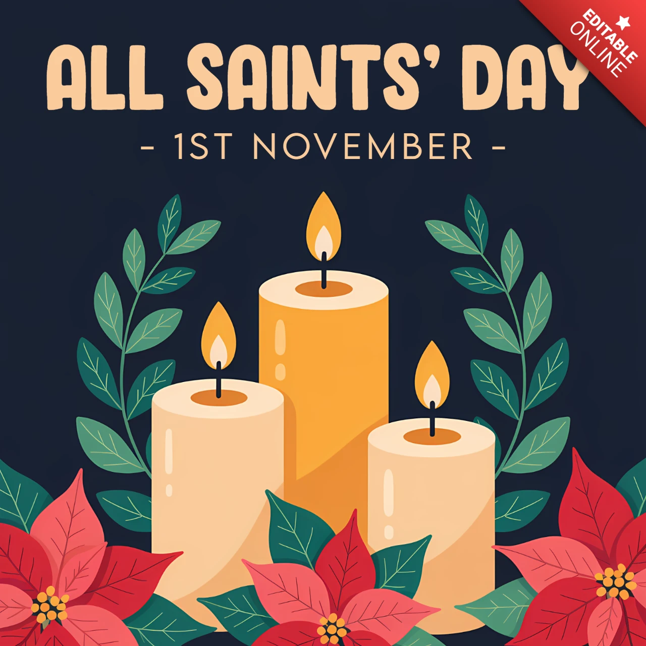 All Saints Day Candle Design Template for Greeting Cards