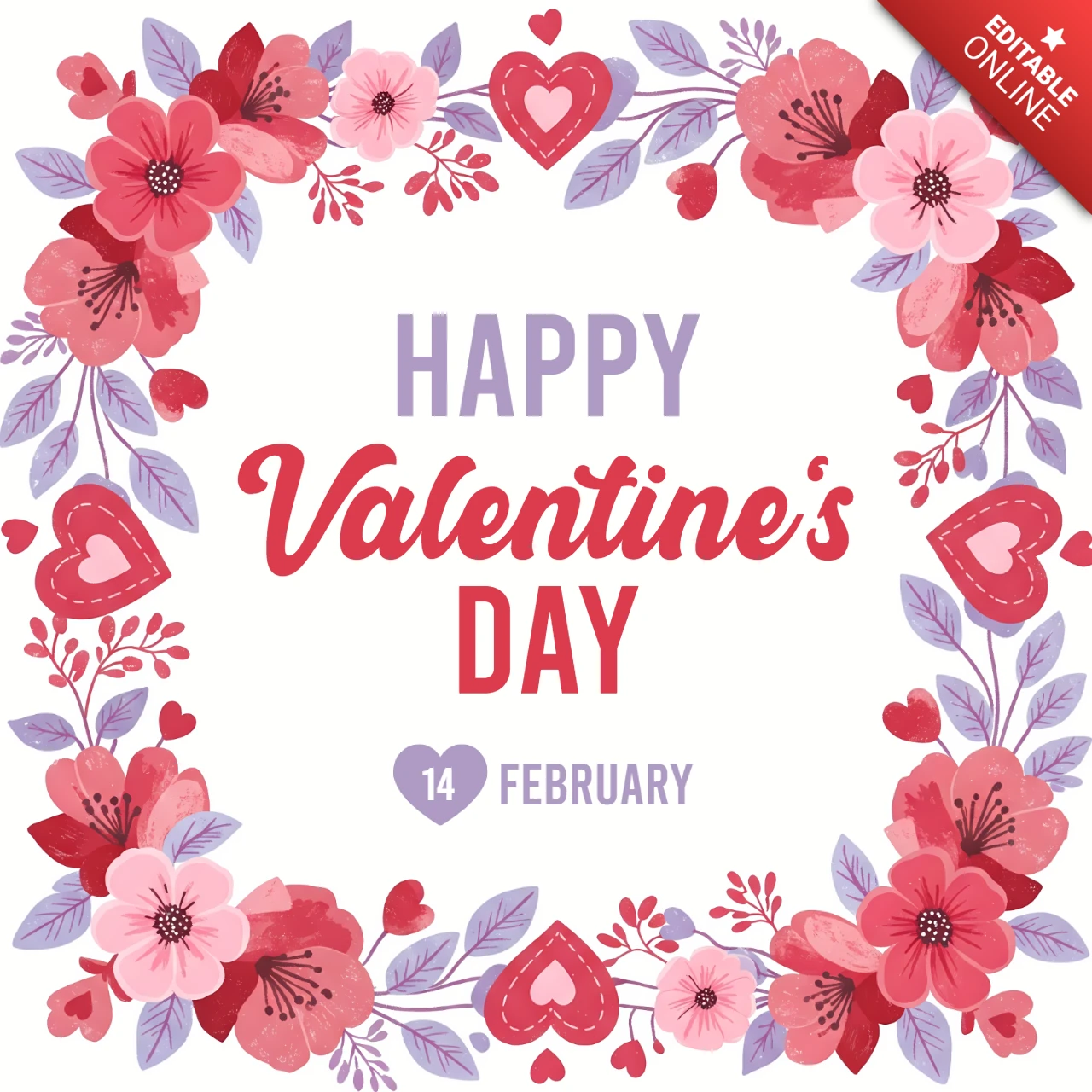 Plantilla de diseño floral de San Valentín para eventos festivos