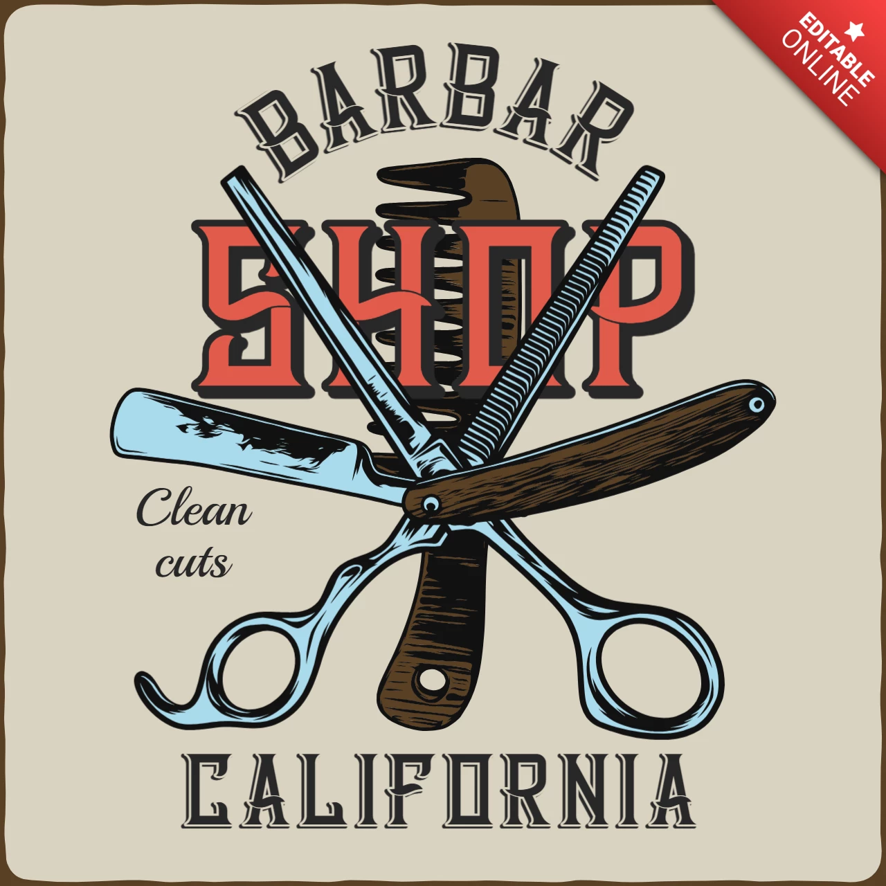 Modelo de design de camiseta de barbearia