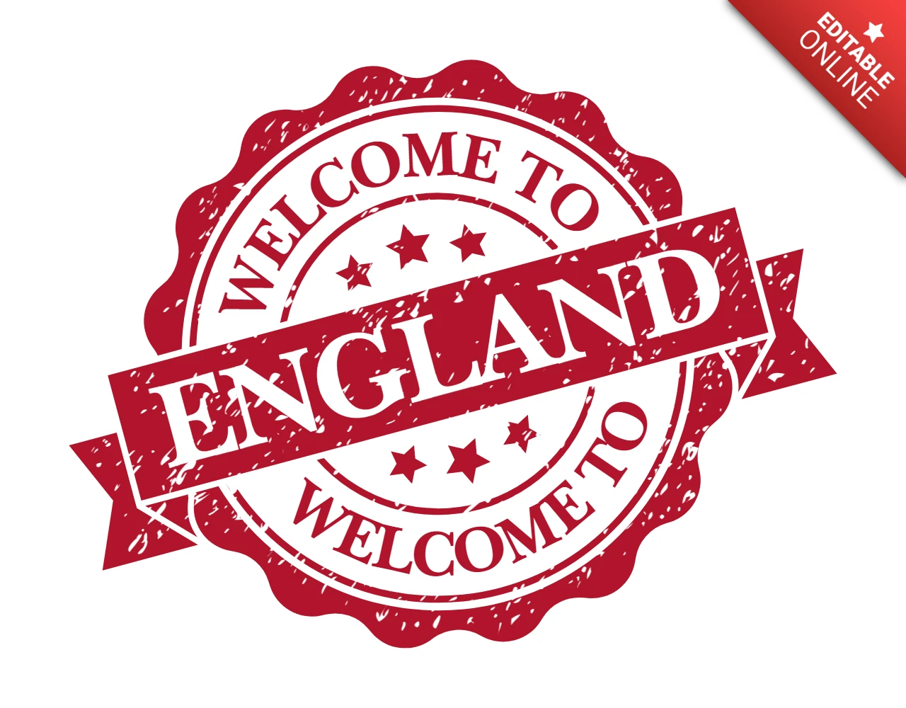 Modèle de logo pour le timbre "Welcome to England" (Bienvenue en Angleterre)