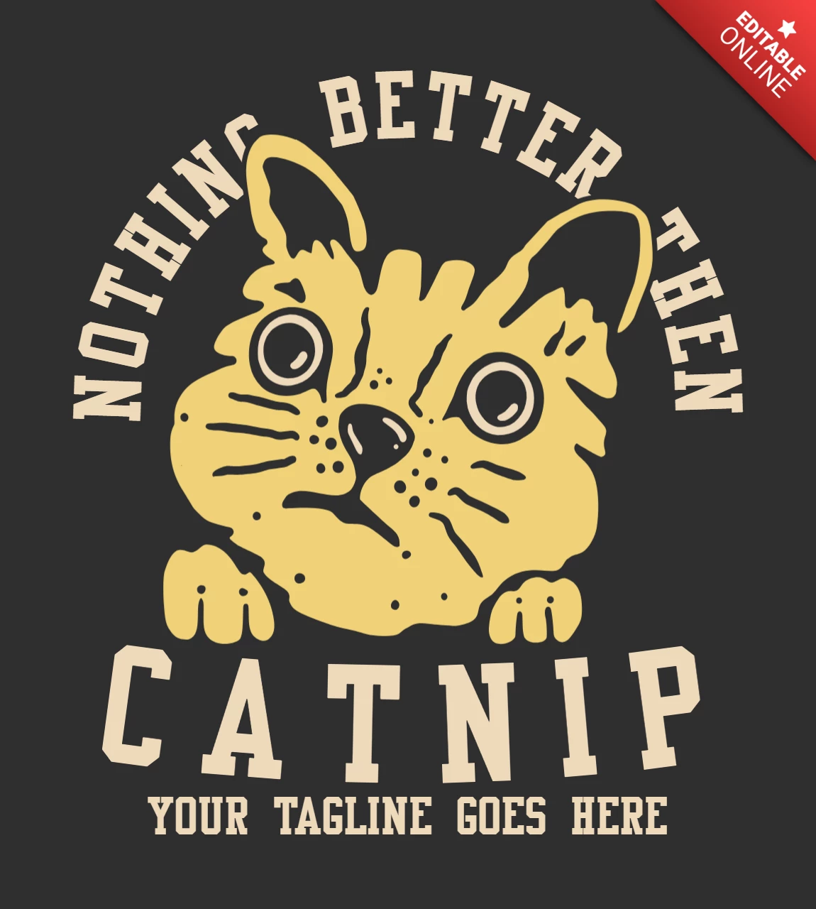 Plantilla de diseño de camiseta vintage con cabeza de gato