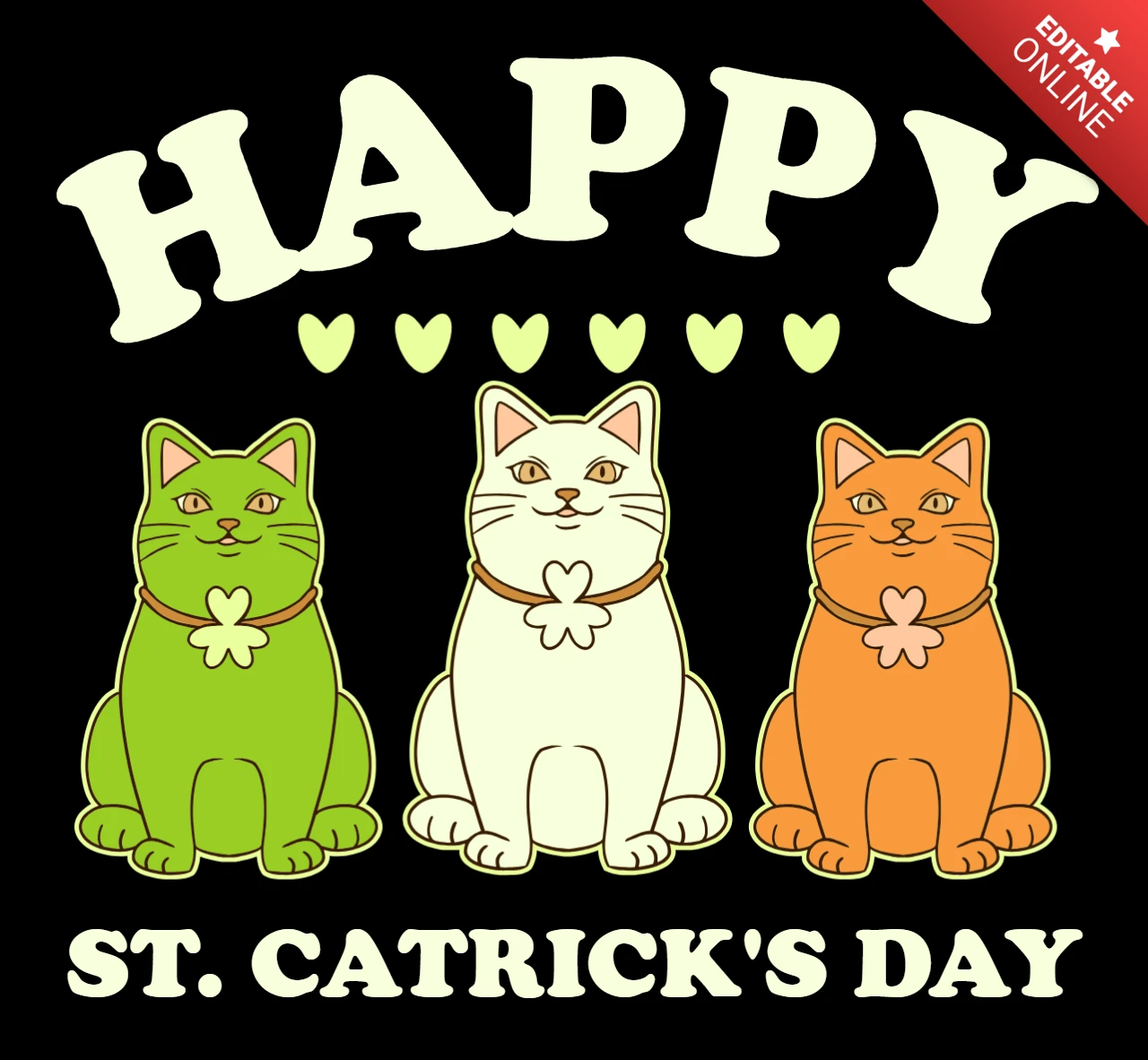 Happy St. Catrick's Day Cat Design Template for T-Shirts
