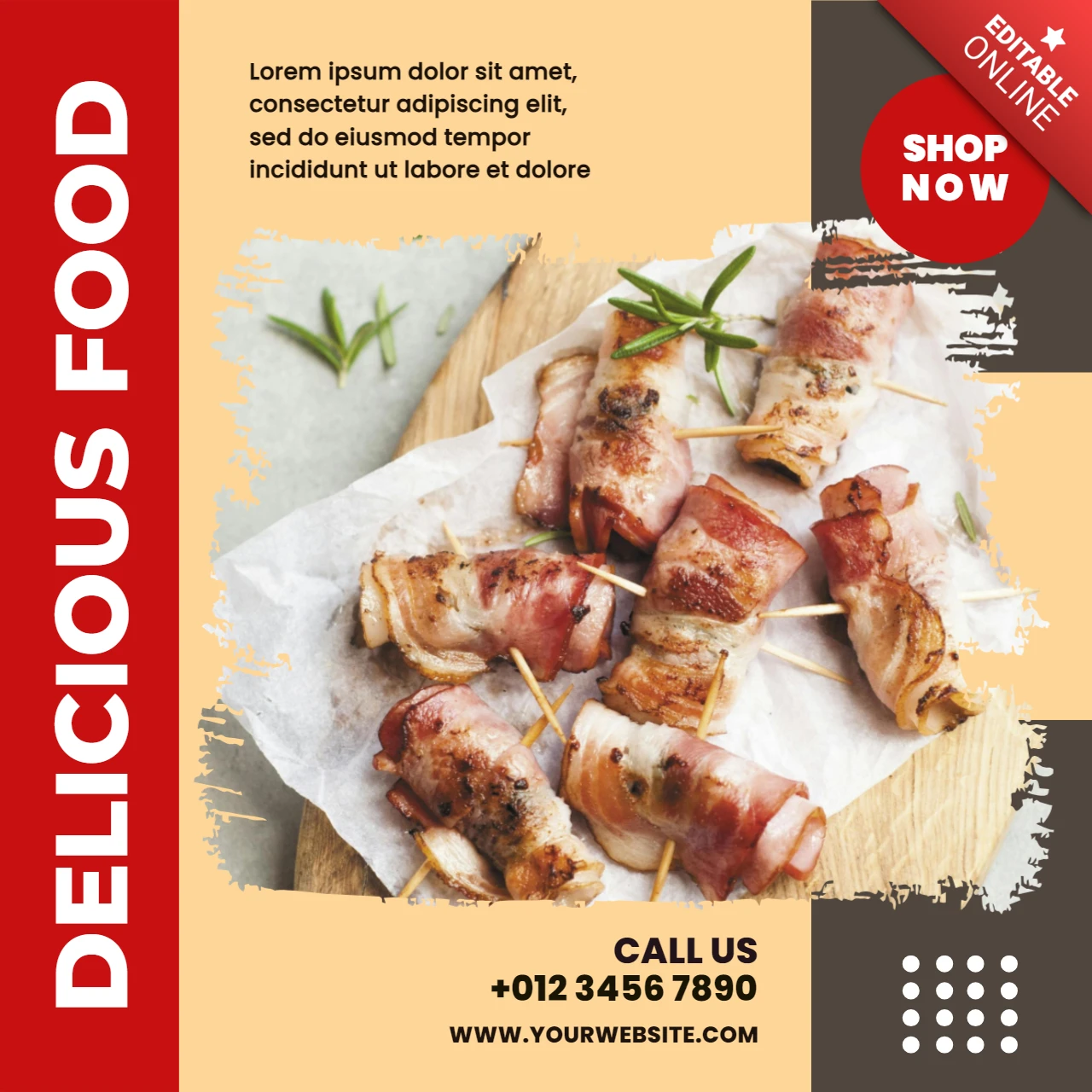 Publicité impactante restaurant instagram post design template