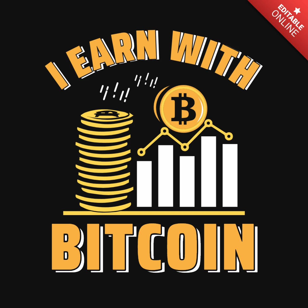 ビットコインで稼ぐTシャツデザインテンプレート