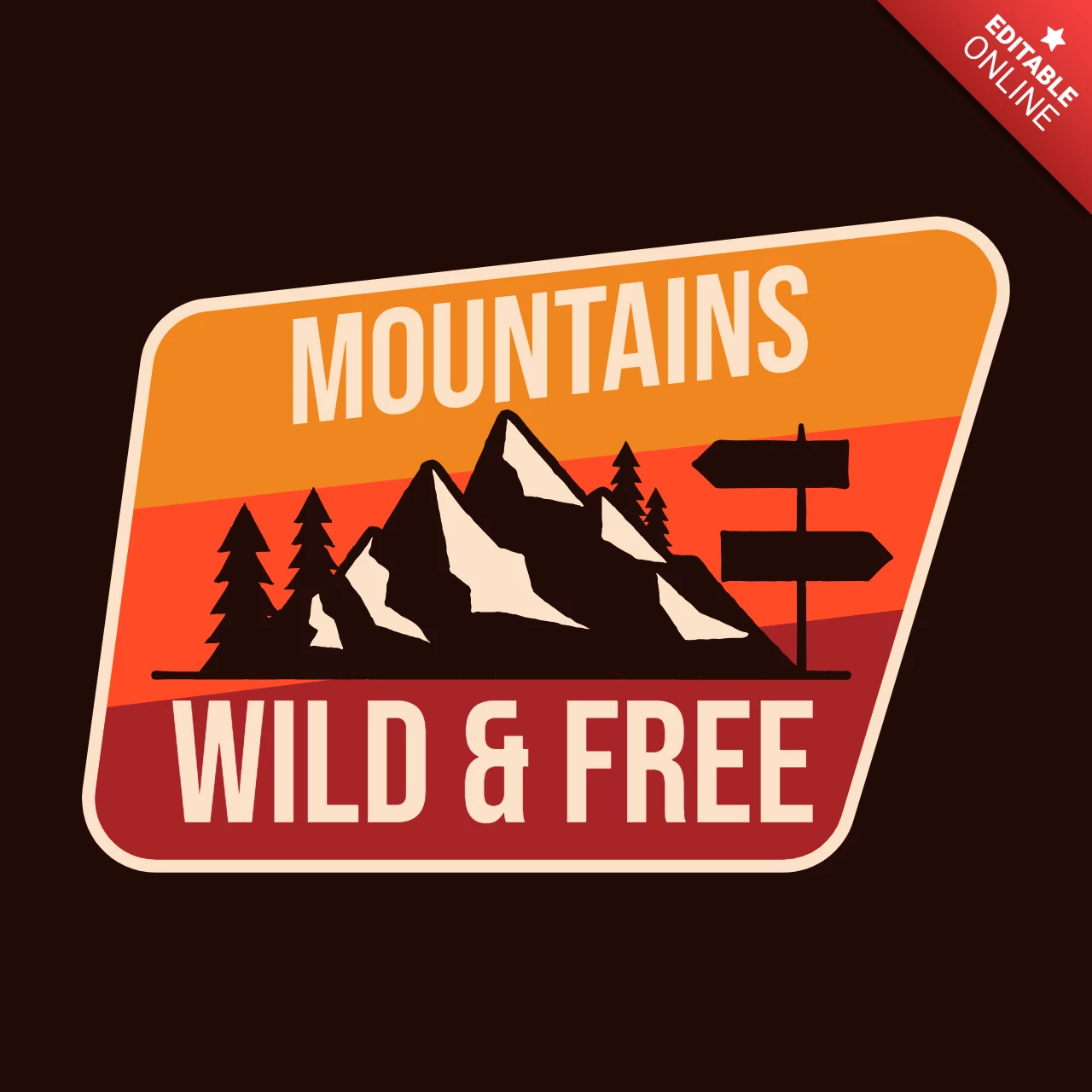 Modèle de badge pour les montagnes sauvages et libres