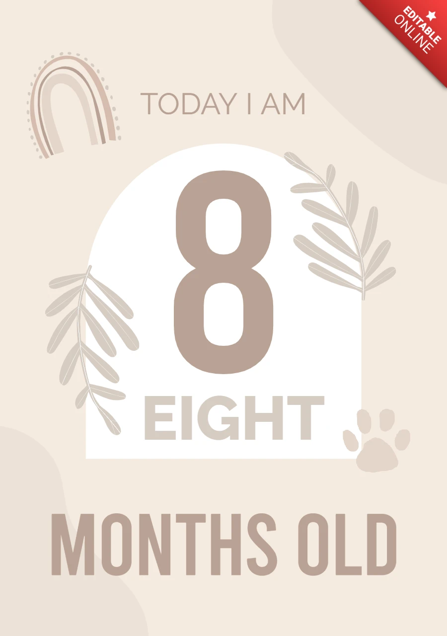 Eight Months Old Baby Milestone Instagram Post Design Template