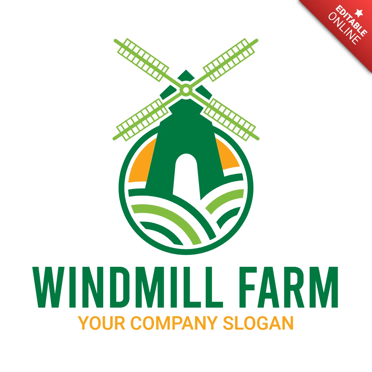 Windmill Farm Logo Design Template
