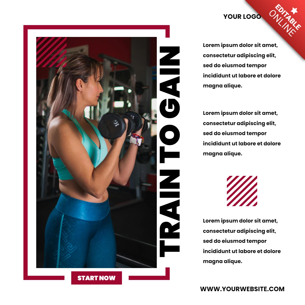 Train To Gain Crossfit Woman Social Media Post Design Template