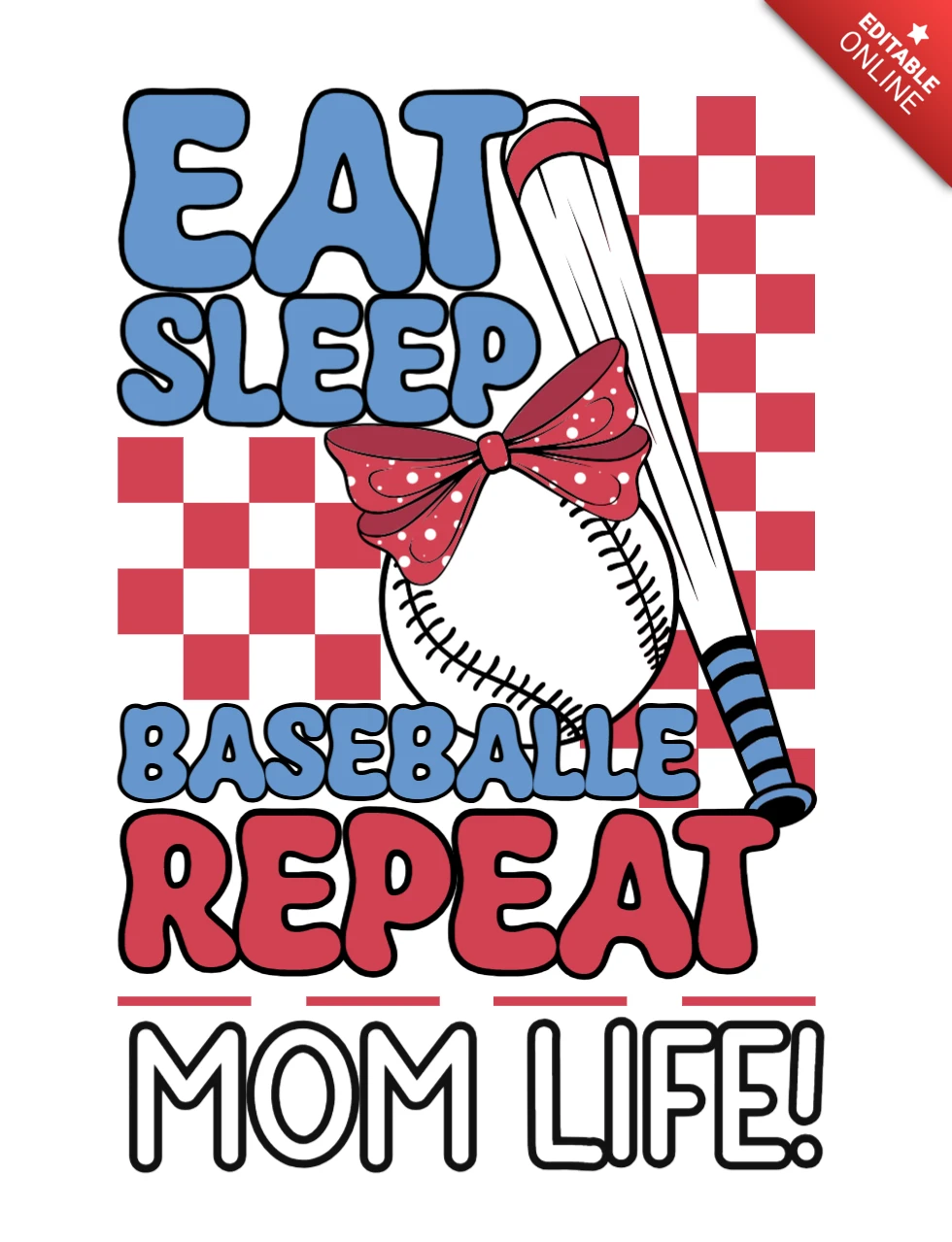 Essen schlafen Baseball wiederholen das ultimative Mama-Leben Spielplan T-Shirt-Design-Vorlage