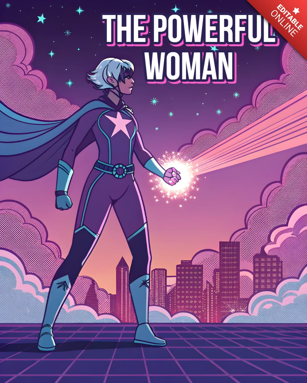 Superhero Woman Design Template for Posters