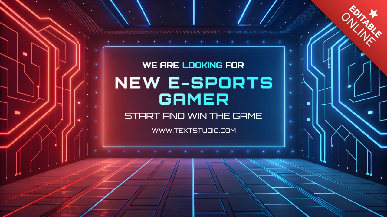 Futuristic E-Sports Gamer Recruitment Template with Glowy Neon Design