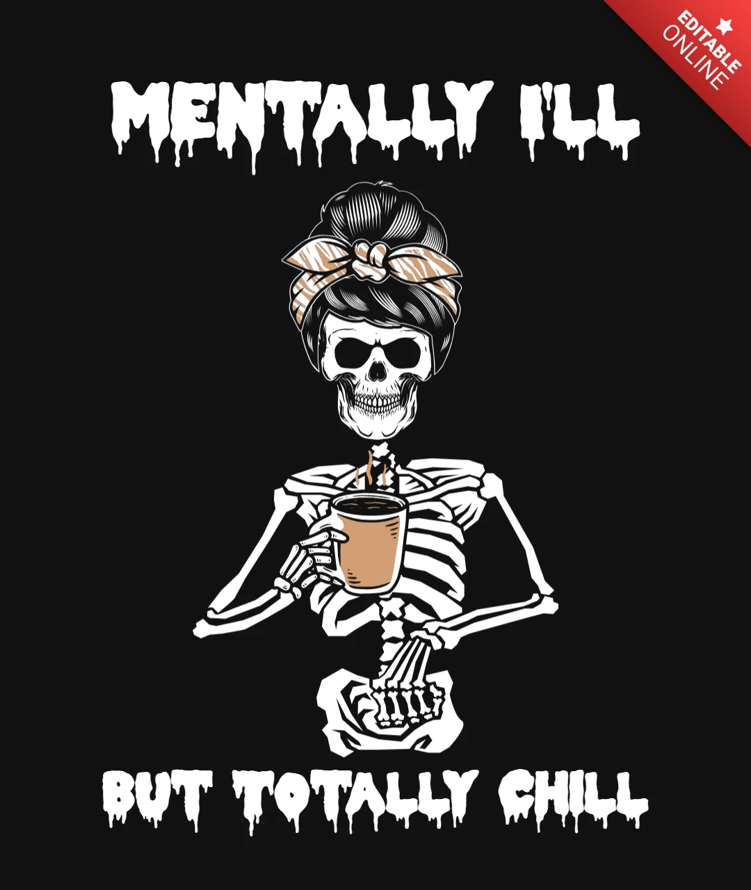 Scheletro di donna che beve caffè design t-shirt
