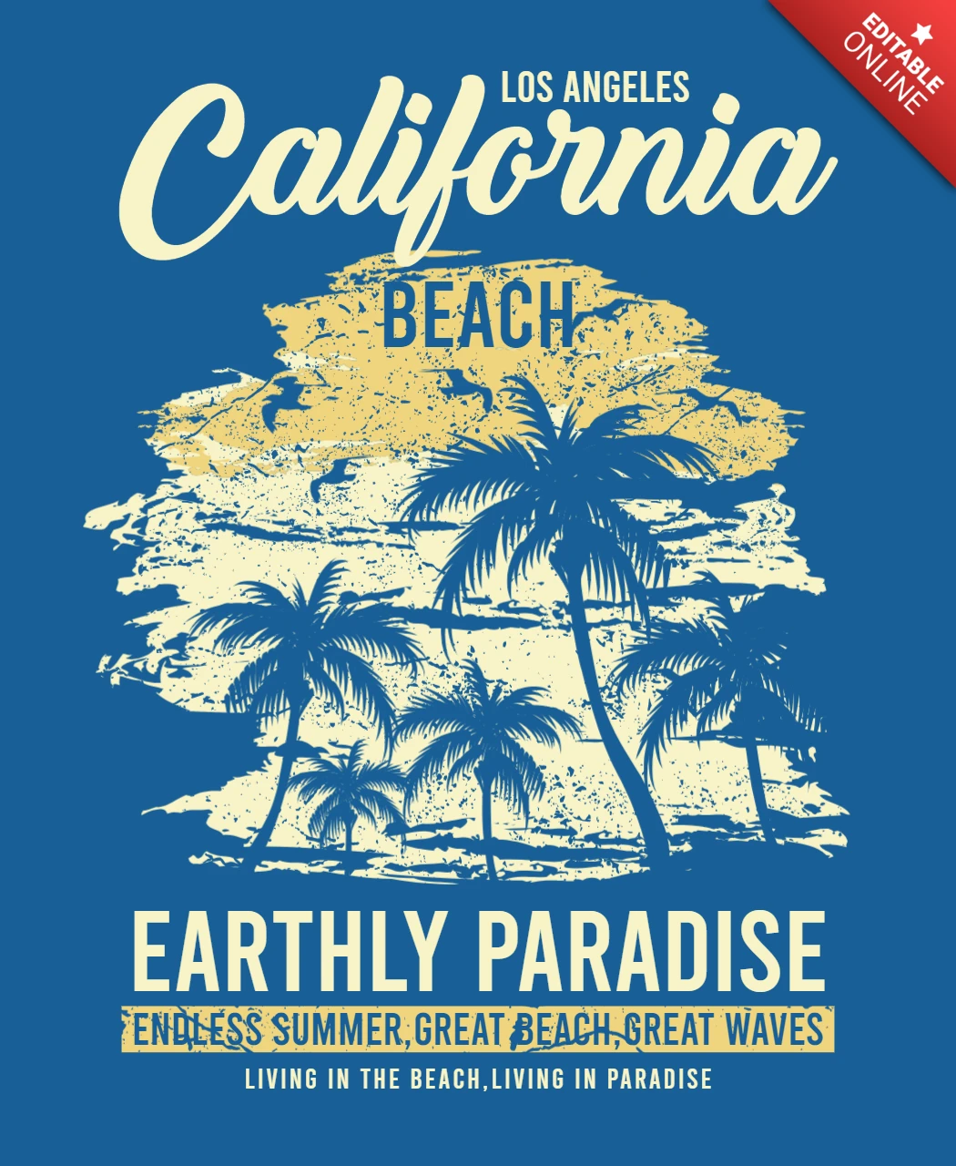 California Beach T-Shirt Design Template