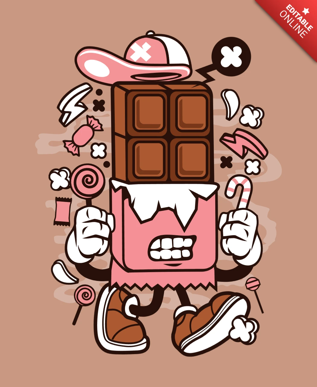 Chocolate Bar Cartoon Character Design Template