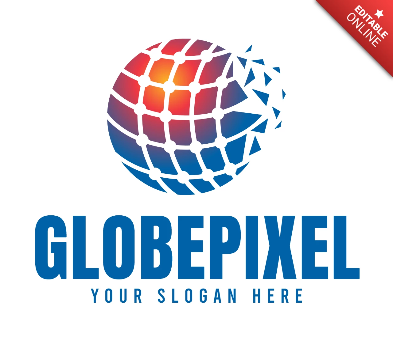 Modelo de design de logotipo de pixel globo