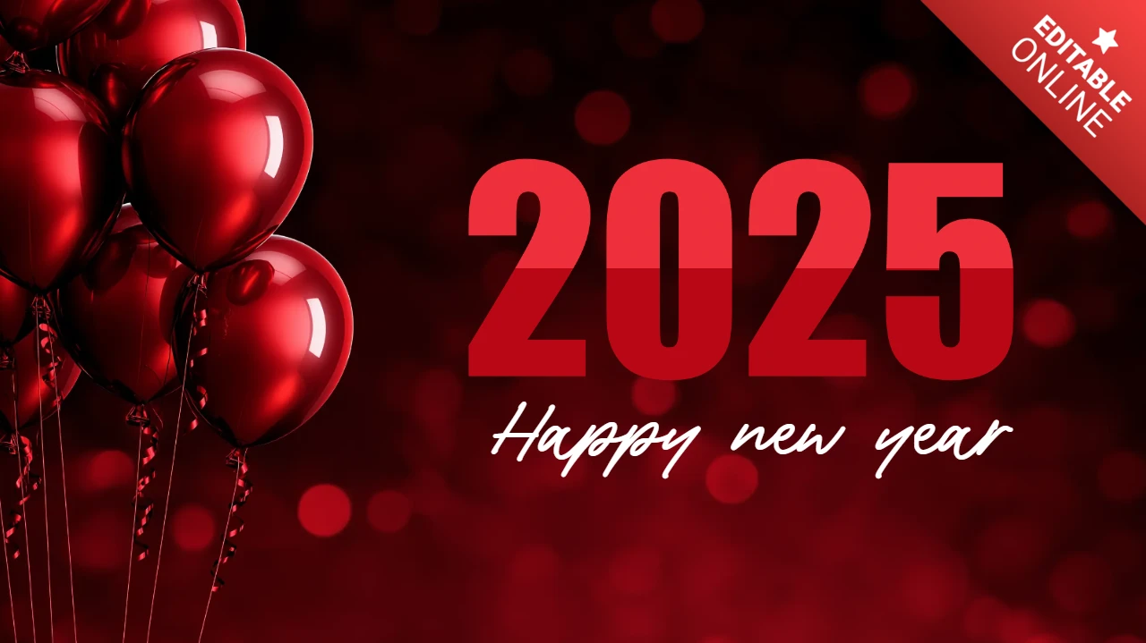 2025 rote luftballons neues jahr design vorlage