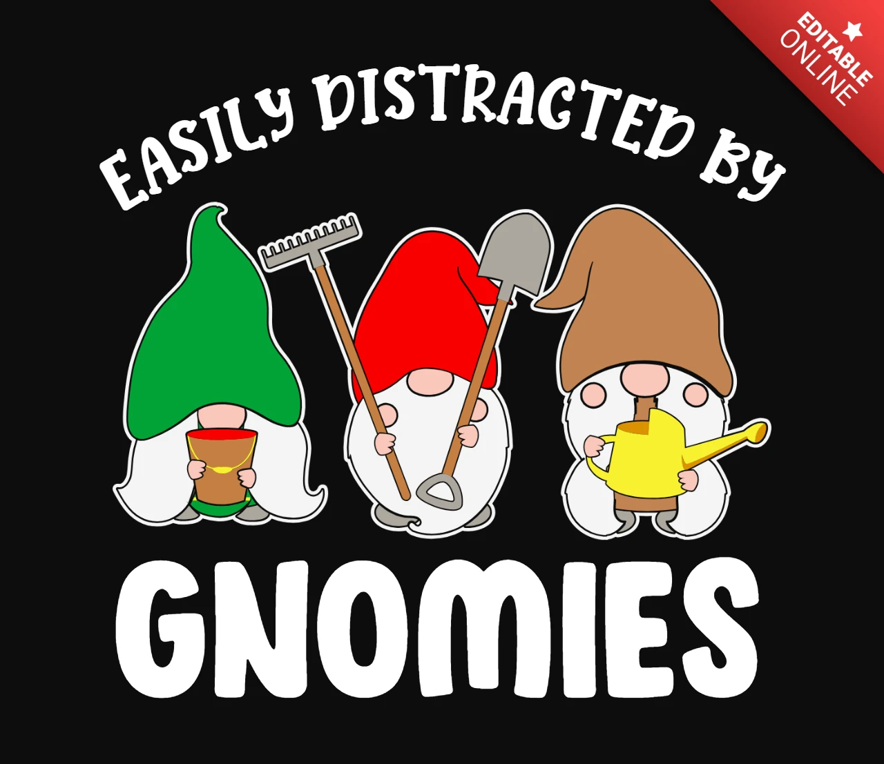 Fácilmente distraído por gnomies jardinería plantilla de la camiseta