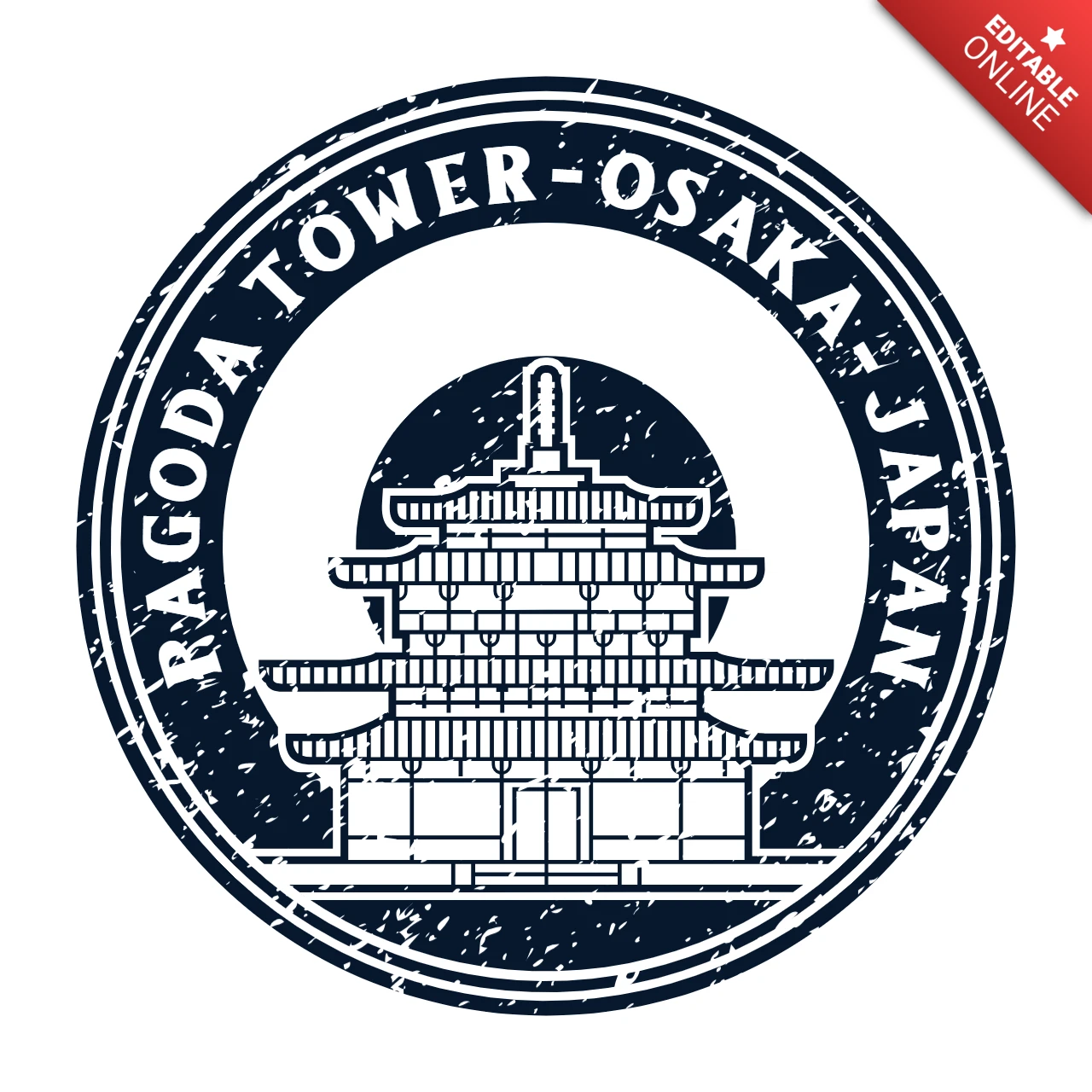 Torre della pagoda osaka japan logo design template nero