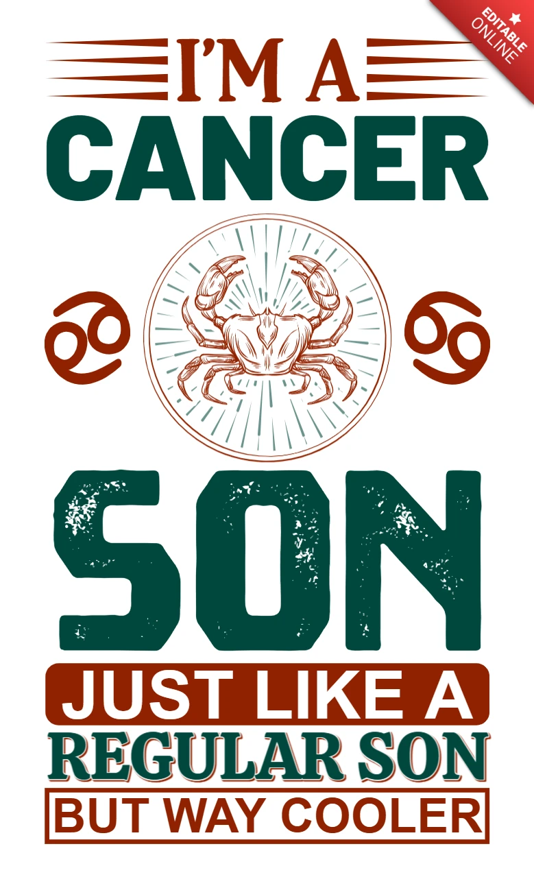 Cool Cancer Son Design Template - Fun Retro Style for Zodiac Lovers