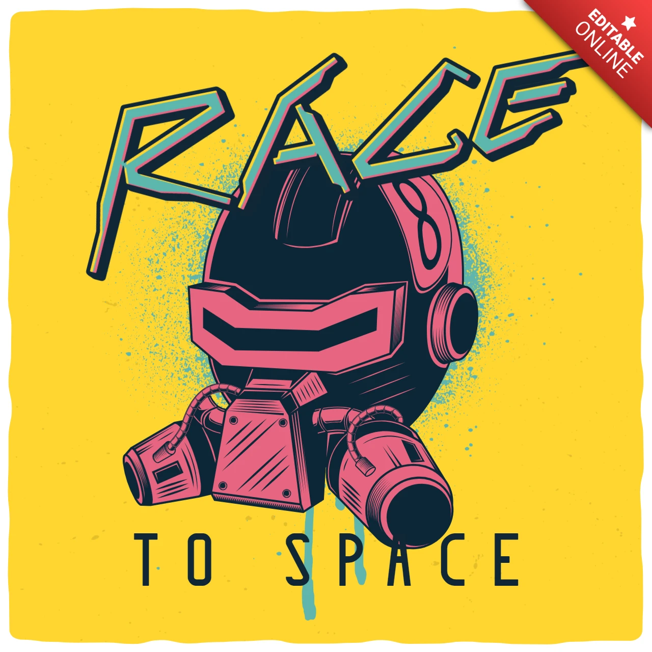 Plantilla de diseño de camiseta de vaporwave ciberpunk de carrera al espacio