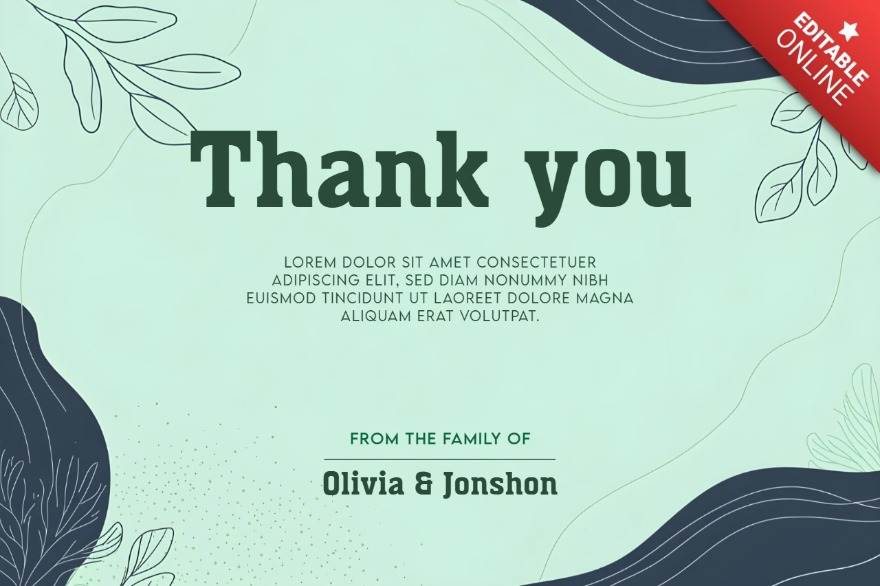 Minimal Green Themed Thank You Card Design for Events