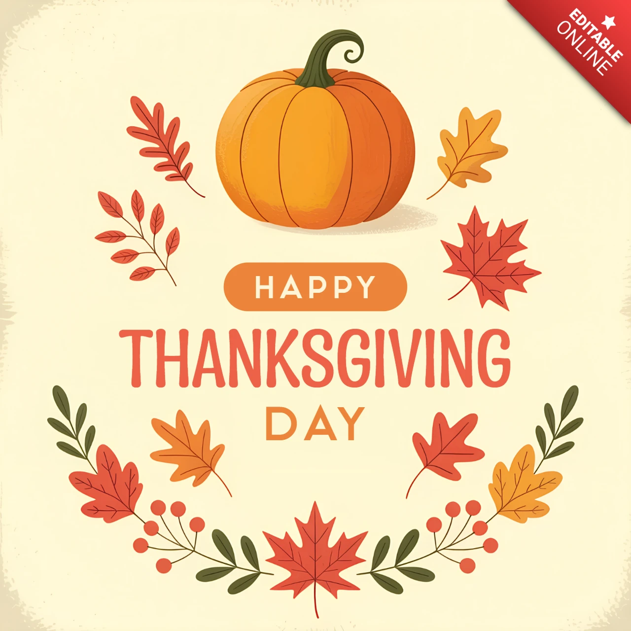 Thanksgiving Pumpkin Design Template for Festive Greeting Cards
