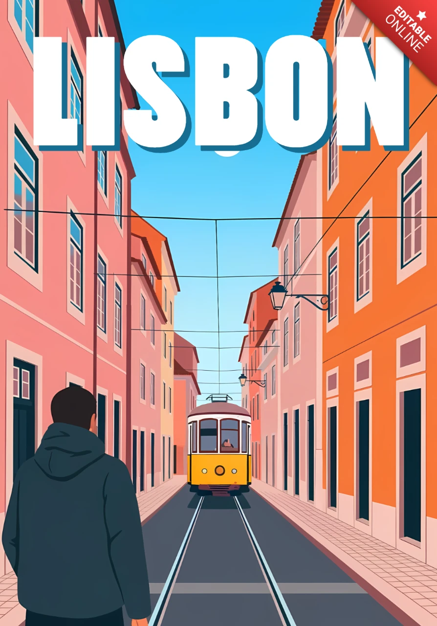Ilustração do bonde de Lisboa, modelo de design para pôsteres de viagem
