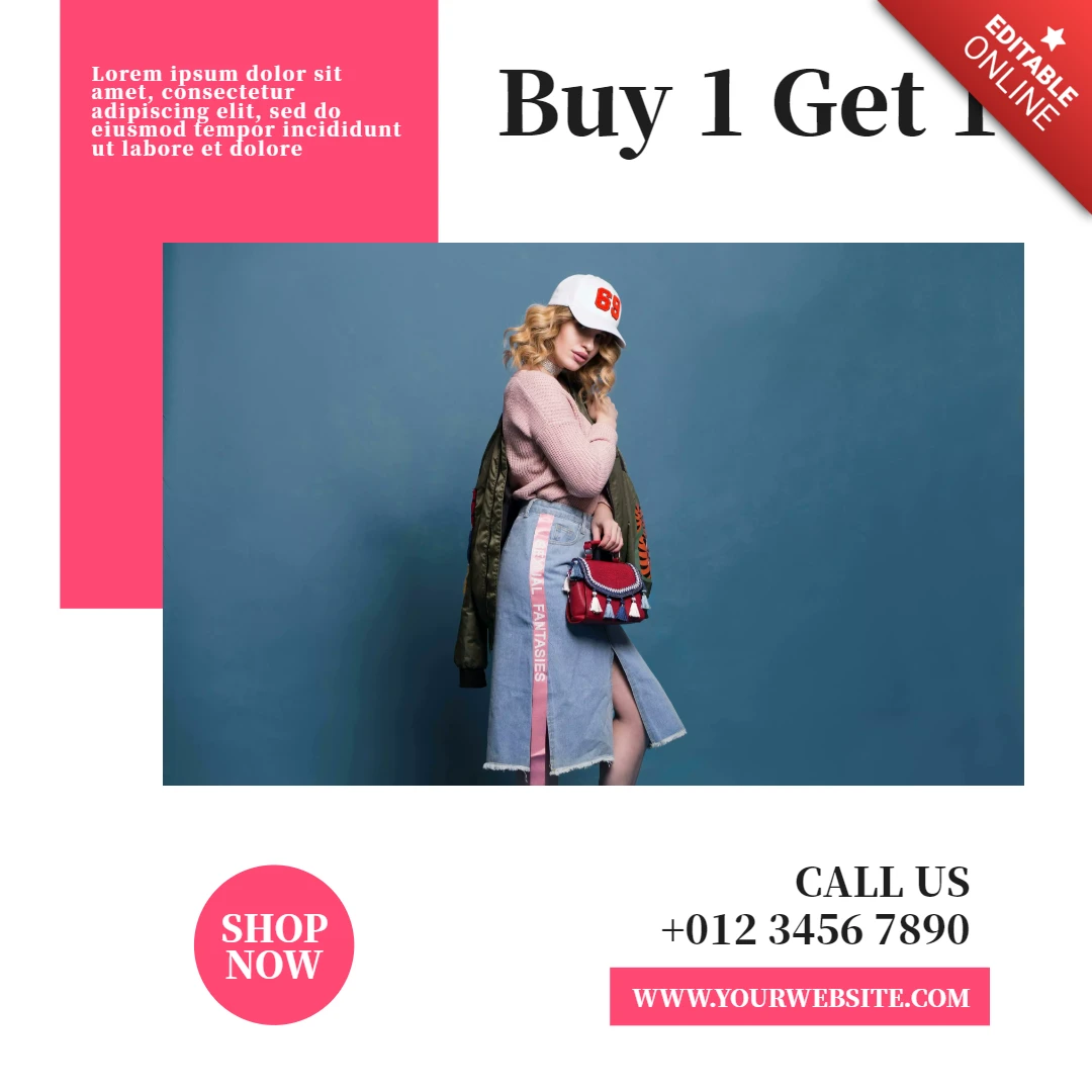 Koop 1 krijg 1 korting aanbieding Instagram post ontwerp sjabloon