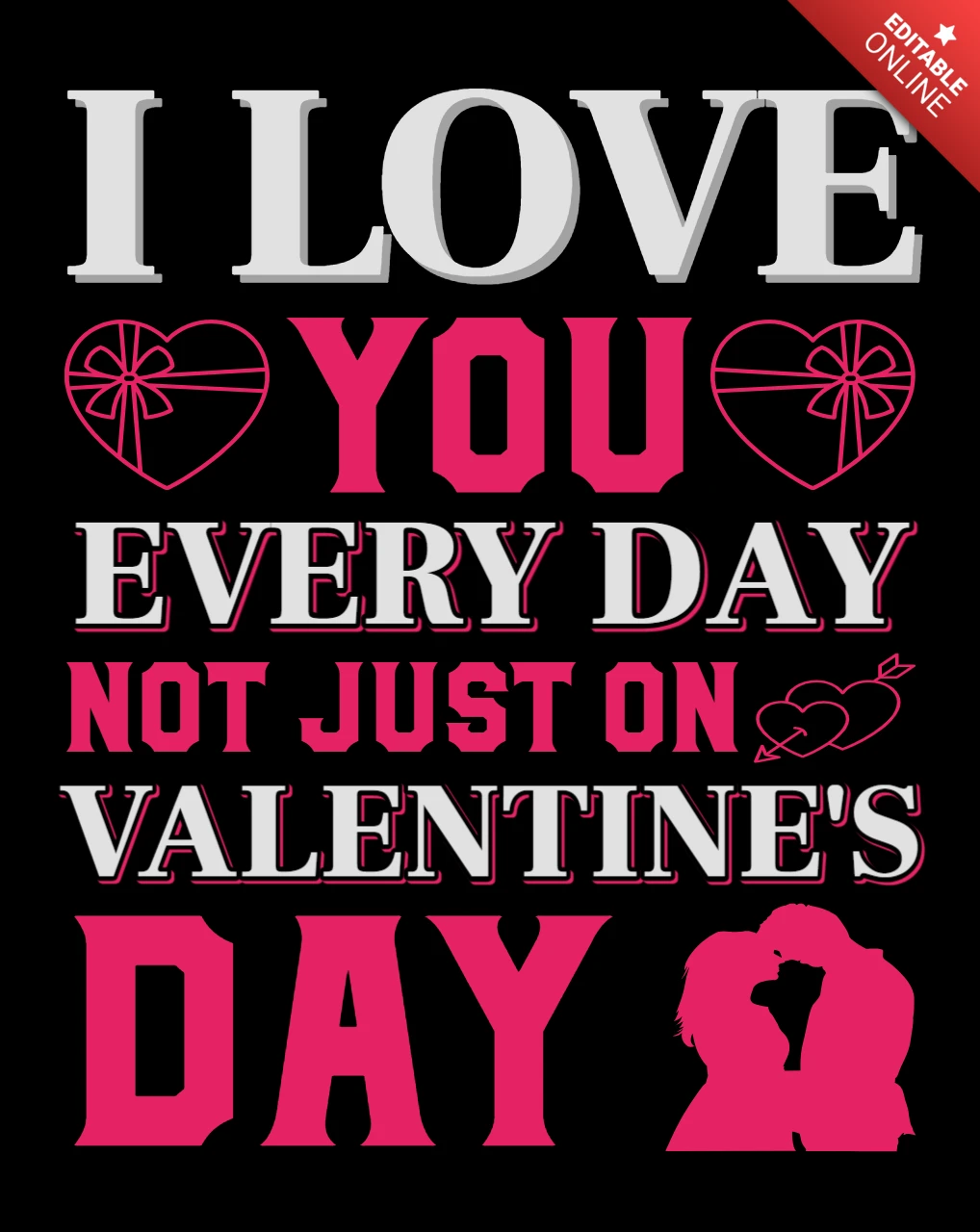 Romantische Typografie Design-Vorlage für Valentinstag Liebe Nachrichten