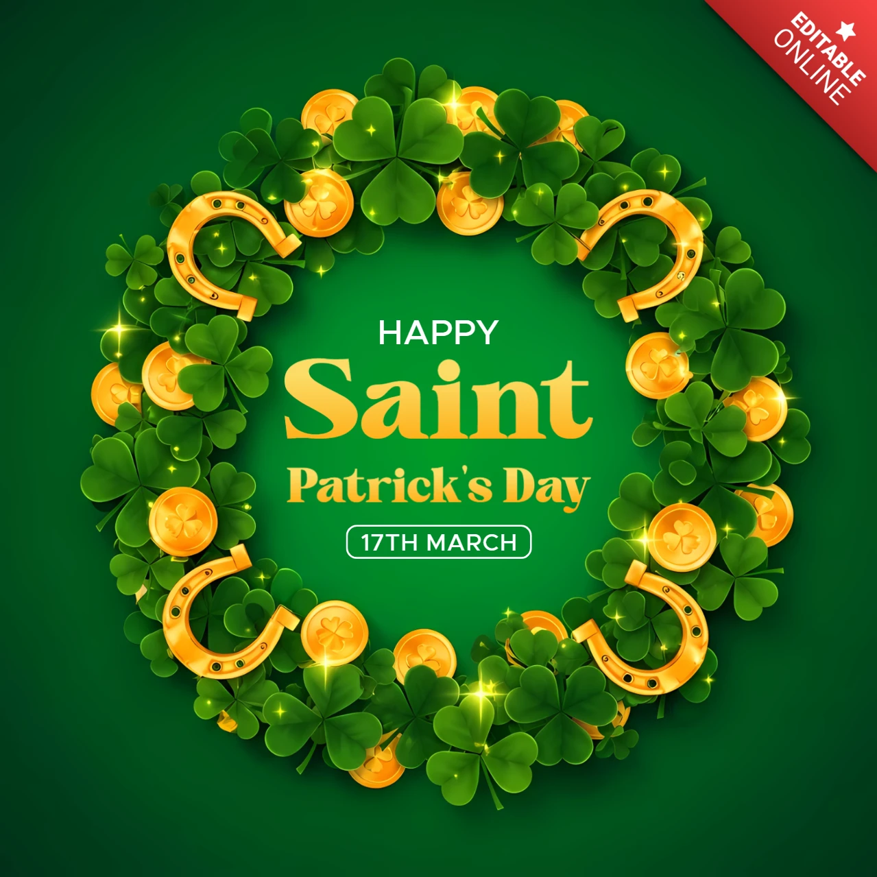 Ontwerp sjabloon voor een Saint Patrick's Day krans voor feestelijke wenskaarten