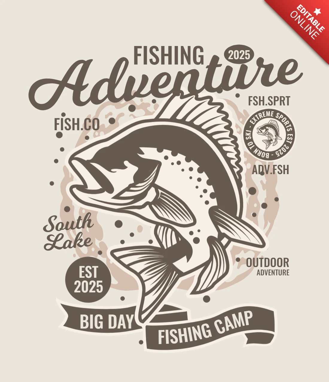 Fishing Adventure T-shirt Design Template