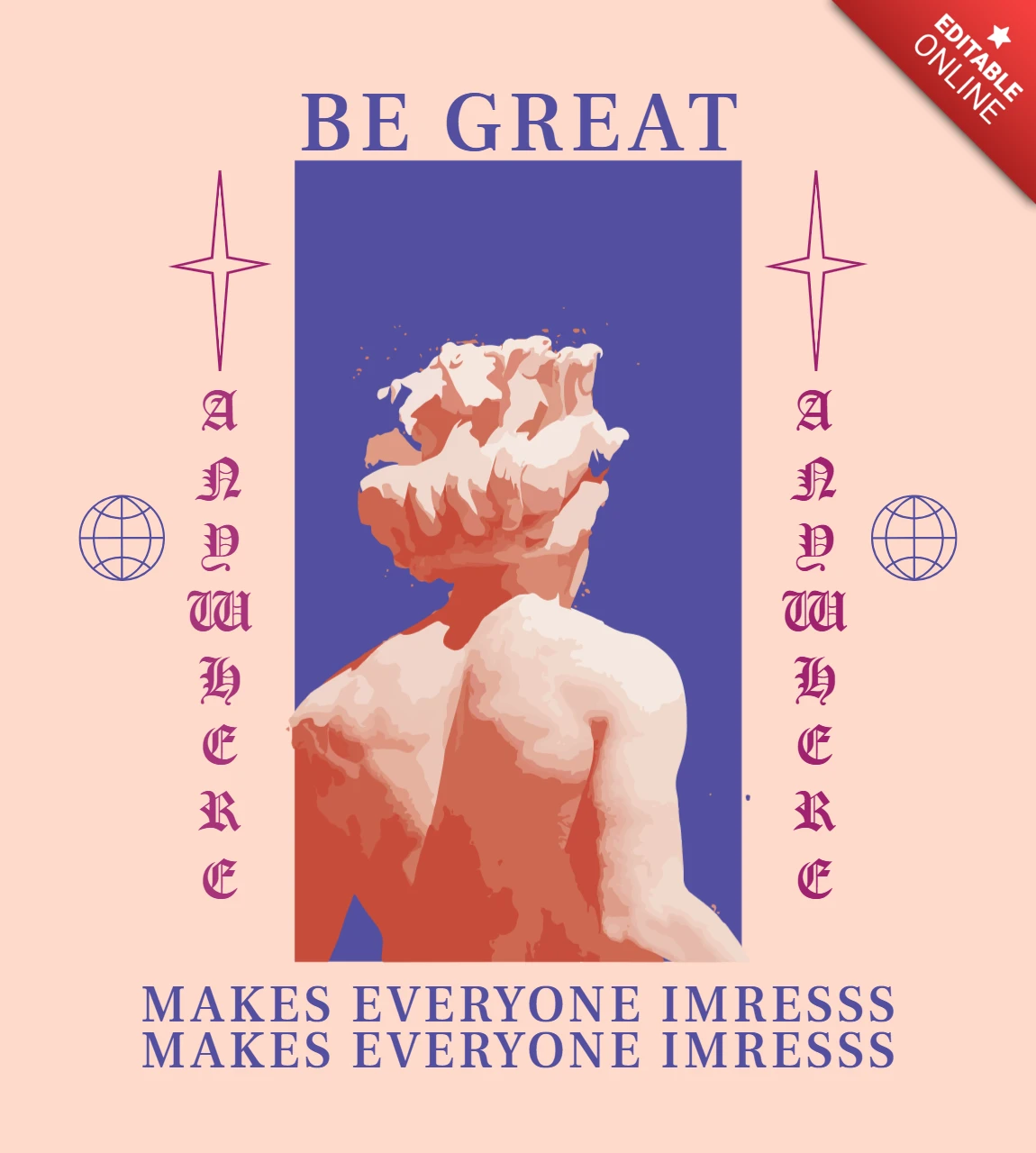 Artistic Template for Motivational Poster Design Featuring Classical Statue and Bold Typography