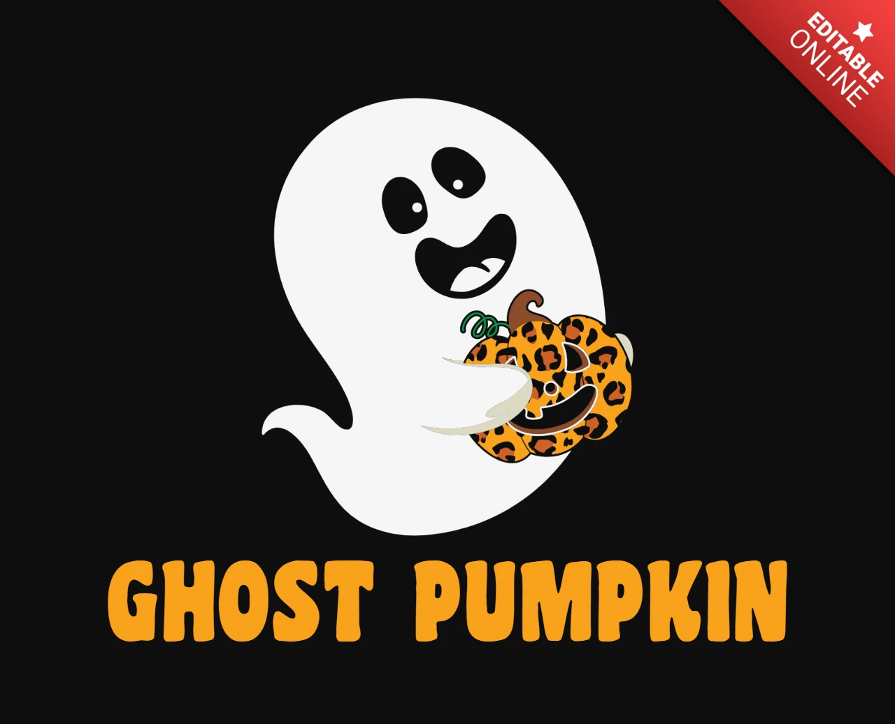 Modello di maglietta di Halloween con zucca fantasma