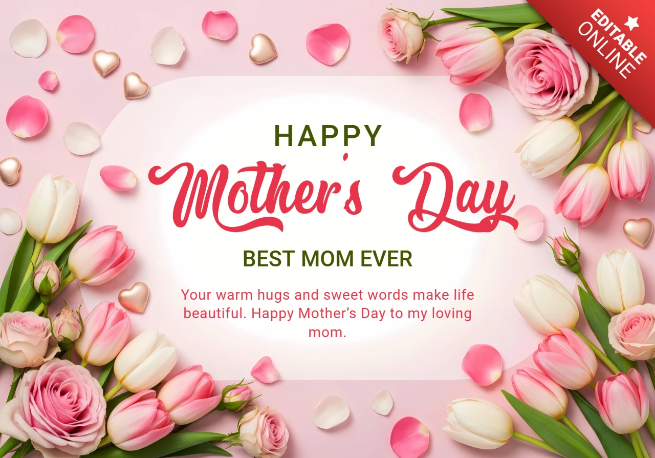 World’s Best Mother Floral Greeting Card Design Template