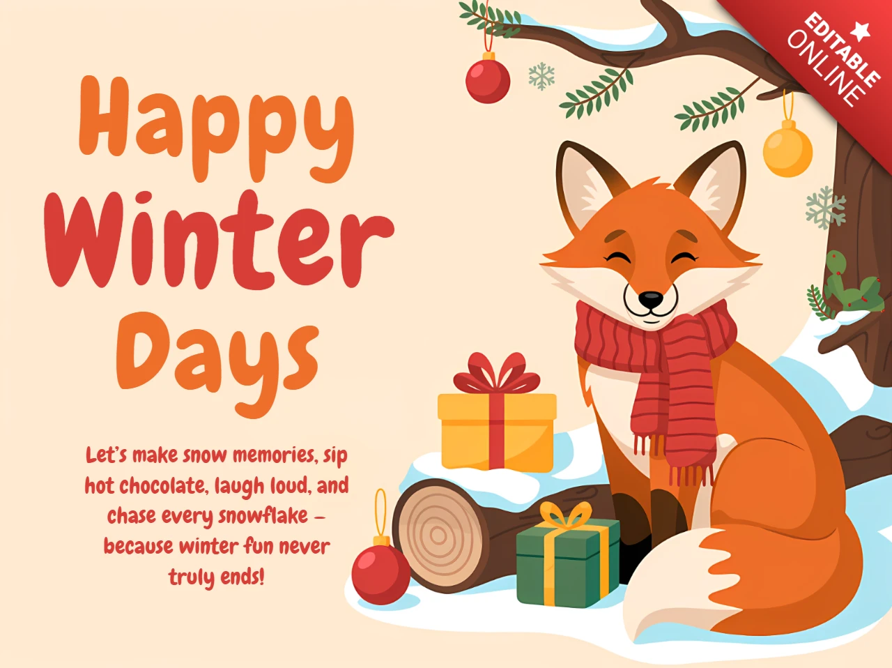 Winterfuchs-Designvorlage für Grußkarten