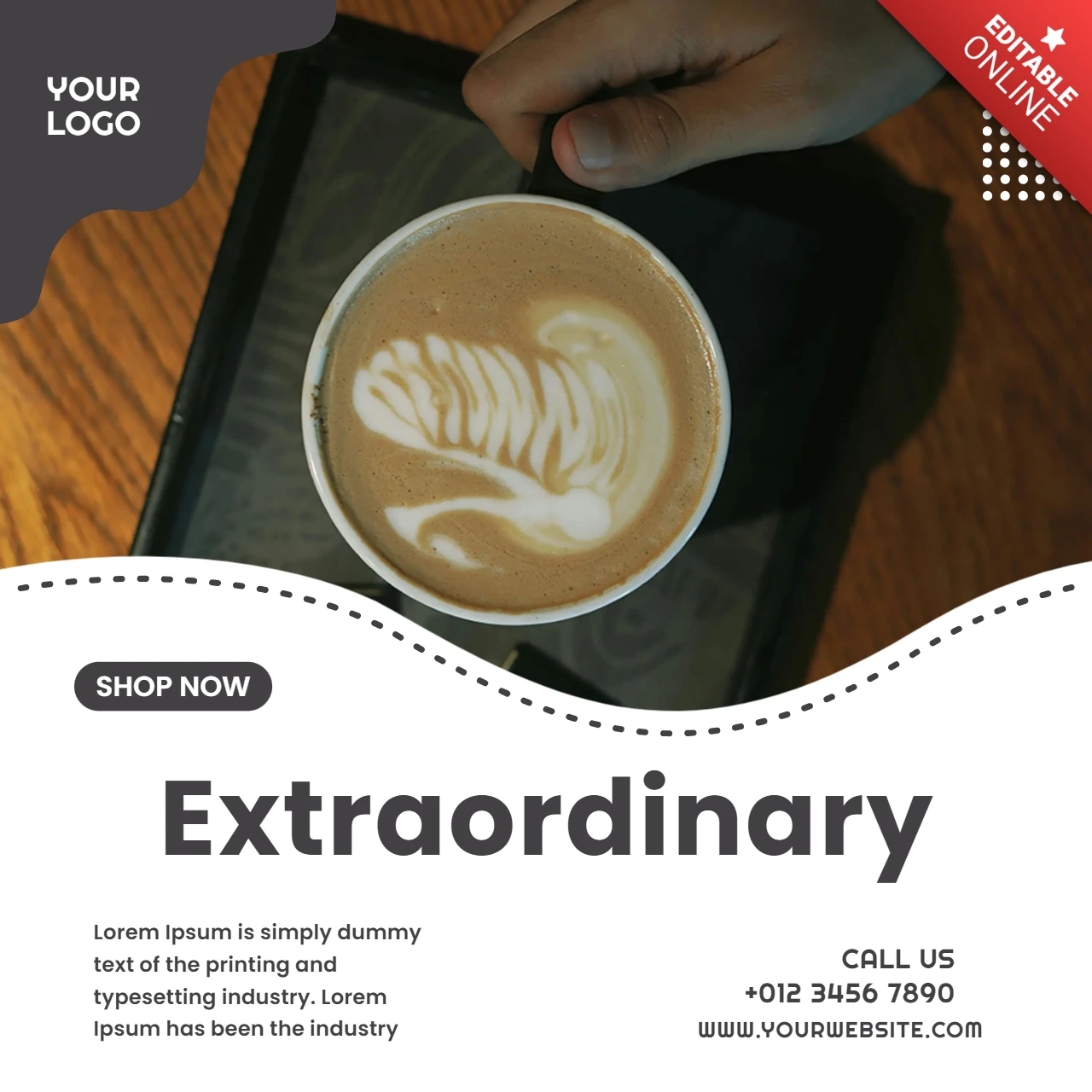 Extraordinary Coffee Shop Social Media Post Design Template