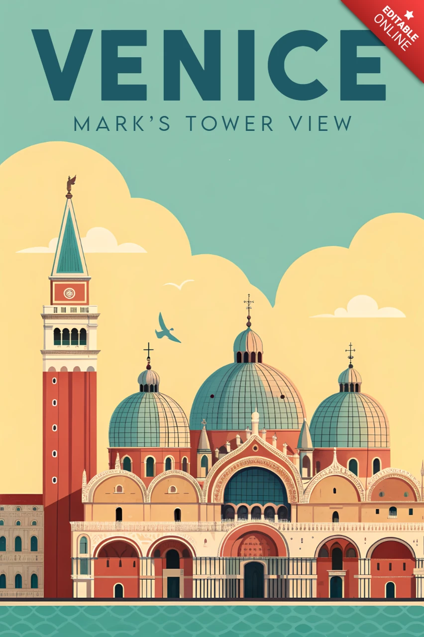 Venice Landmark Design Template for Travel Poster