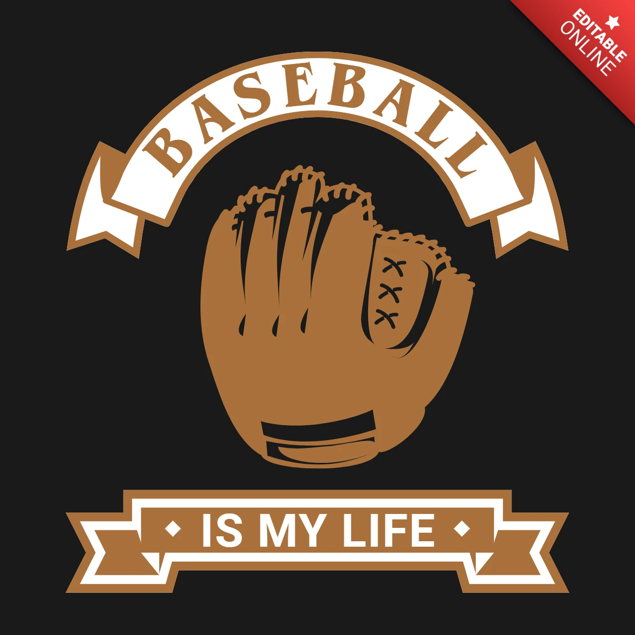 Baseball is my life passionate baseball glove t-shirt design template