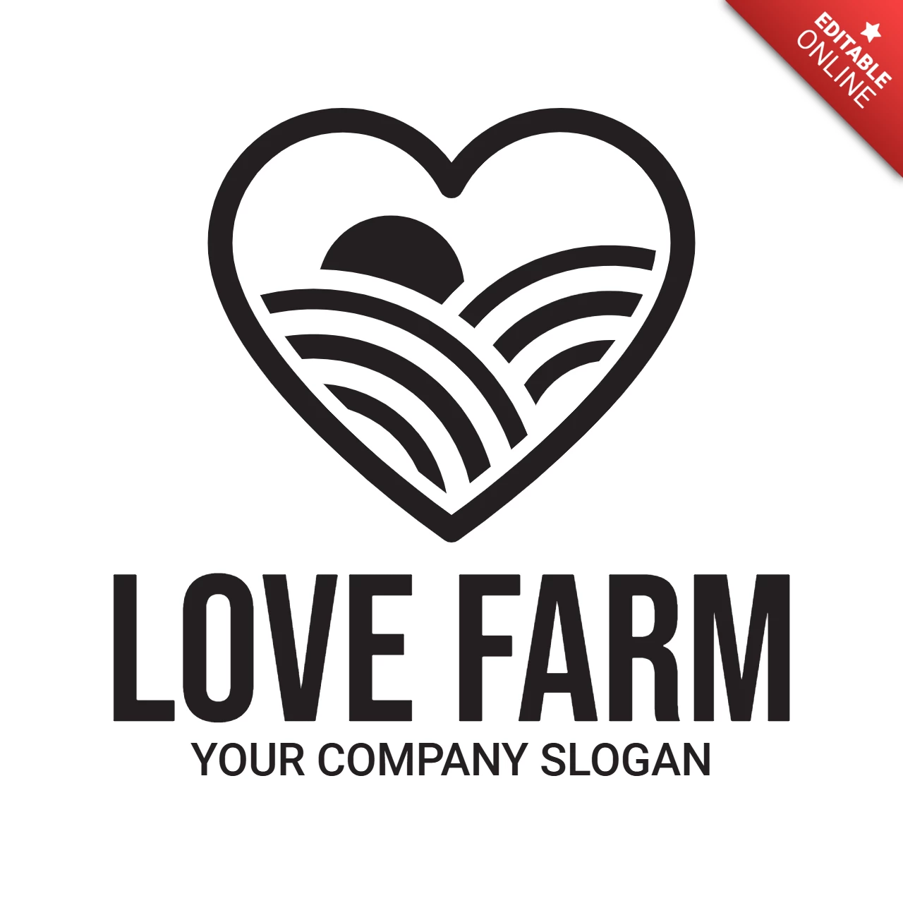 Liebe farm logo entwurfsvorlage
