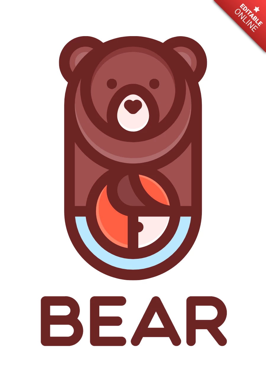 Modèle de logo coloré en forme d'ours