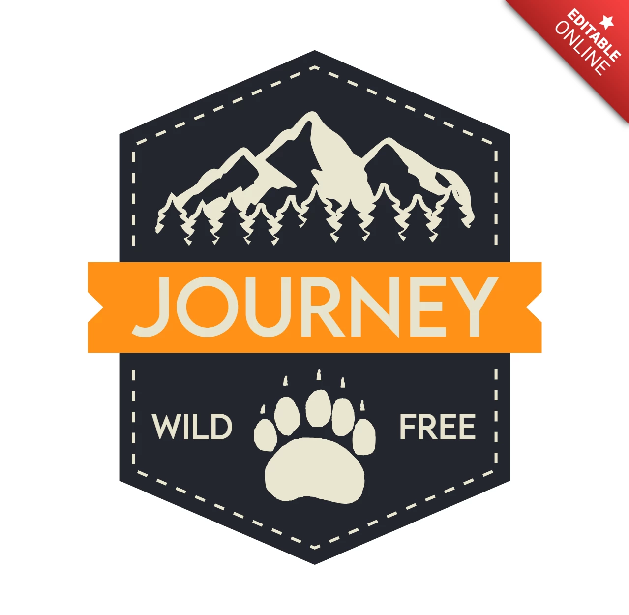 Journey Mountains Wild And Free Badge Template Design