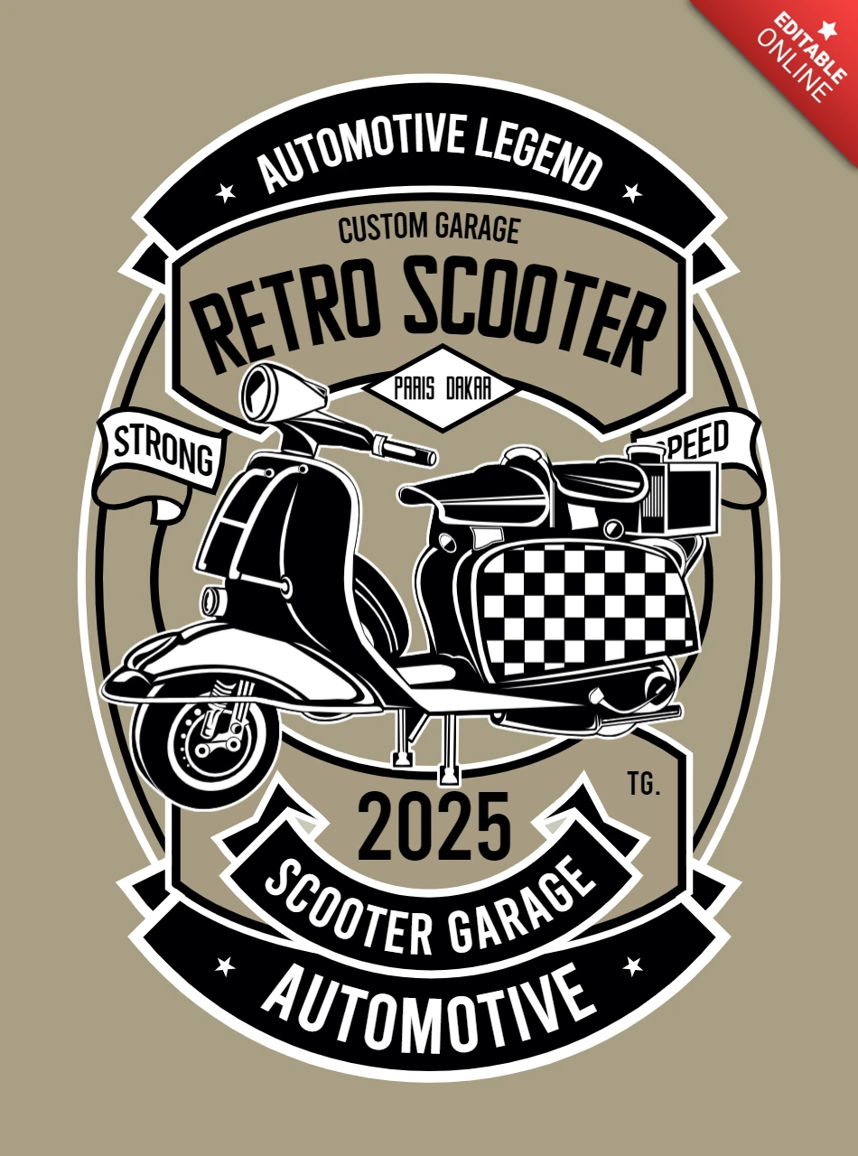 Modèle de t-shirt de scooter rétro