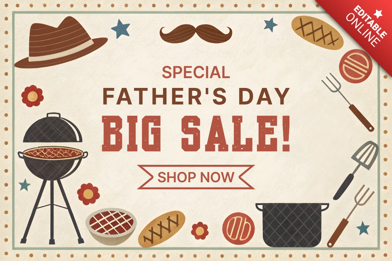 Vintage Father's Day Sale Design Template with BBQ Theme