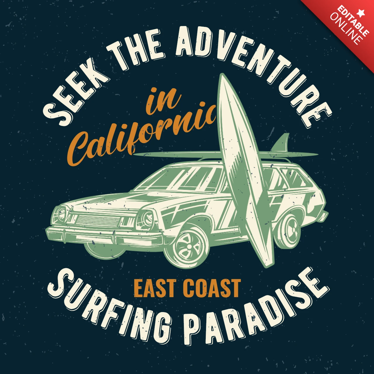 Car And Surfing Boards T-Shirt Design Template