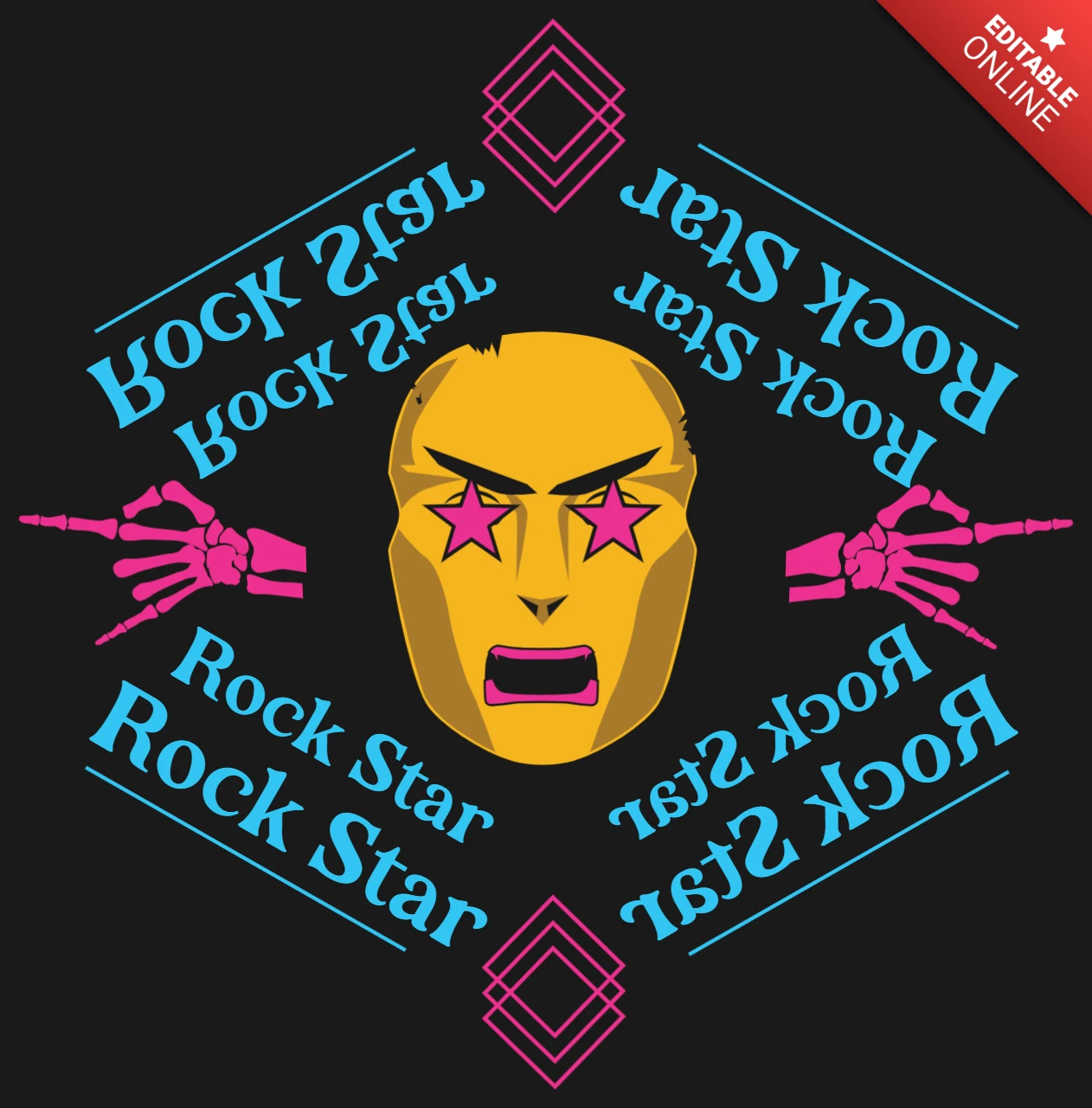 ロックスターグラフィックデザインテンプレート Tシャツプリント用